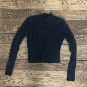 Black Ribbed Mockneck